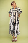Printed Short Puff Sleeve Dress