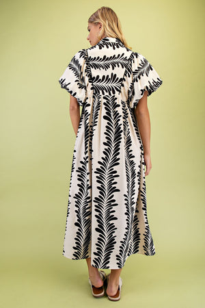 Printed Short Puff Sleeve Dress
