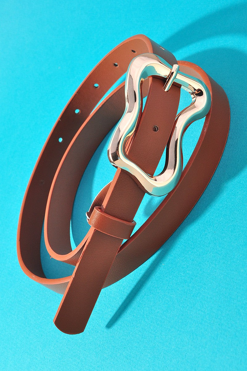 Cognac Swirl Buckle Belt