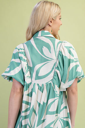 Tropical Print Midi Dress