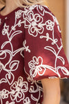 Burgundy Floral Embroidered Top