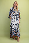 Printed Maxi Dress with Side Slit & Neckline Detail