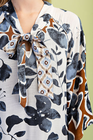 Printed Maxi Dress with Side Slit & Neckline Detail