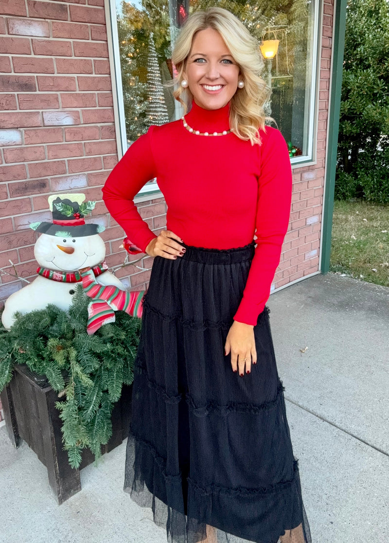 Polka Dot Tulle Midi Skirt