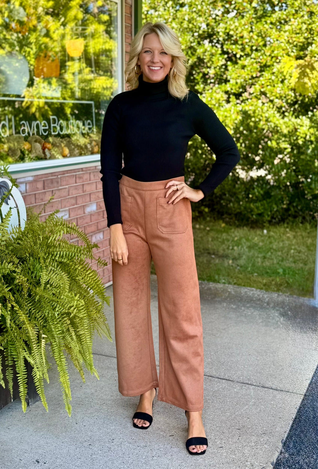 Camel Suede Pull On Pants