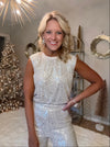 Champagne Sequin Pant & Muscle Top SET