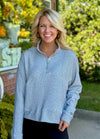 Grey Stripe Textured Half Zip Sweatshirt