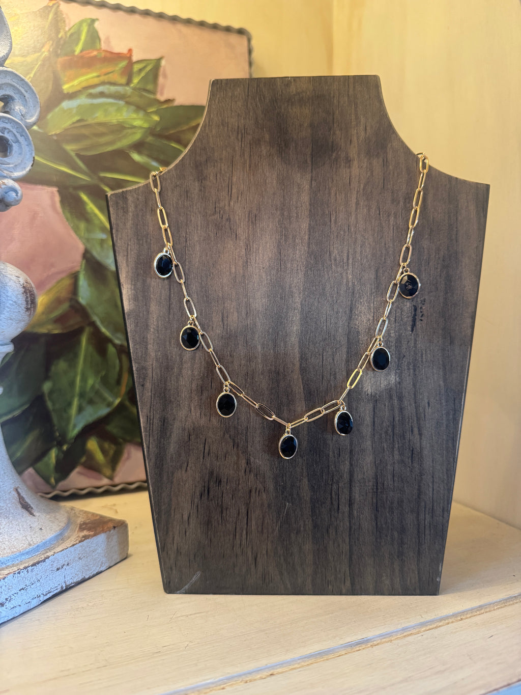 Black & Gold Beaded Necklace