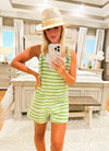 Green Stripe Knit Romper