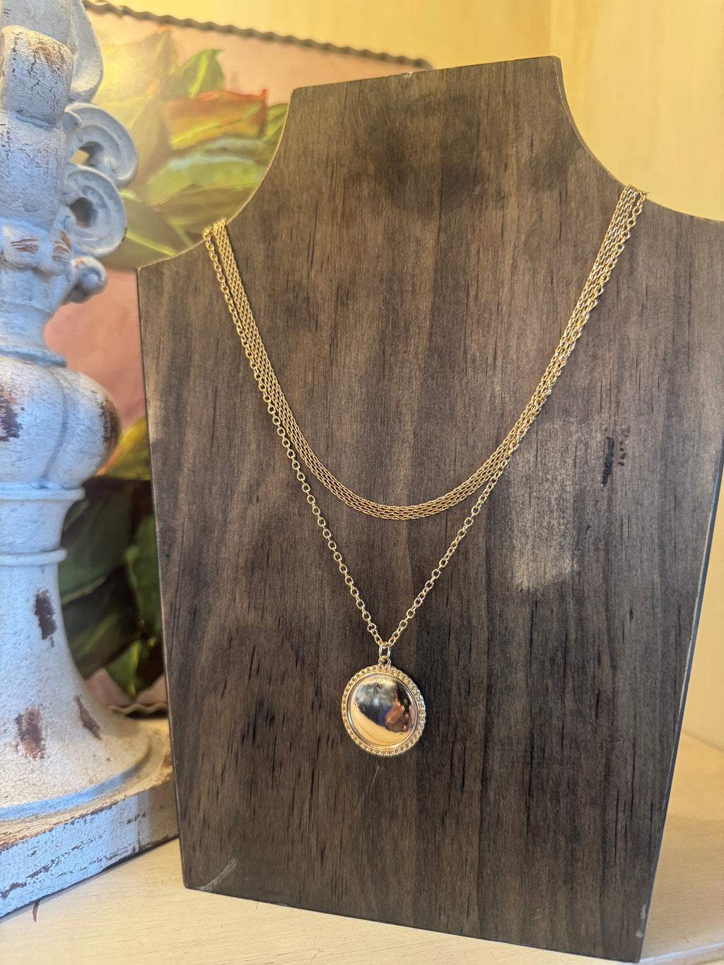Gold Disc Layered Necklace