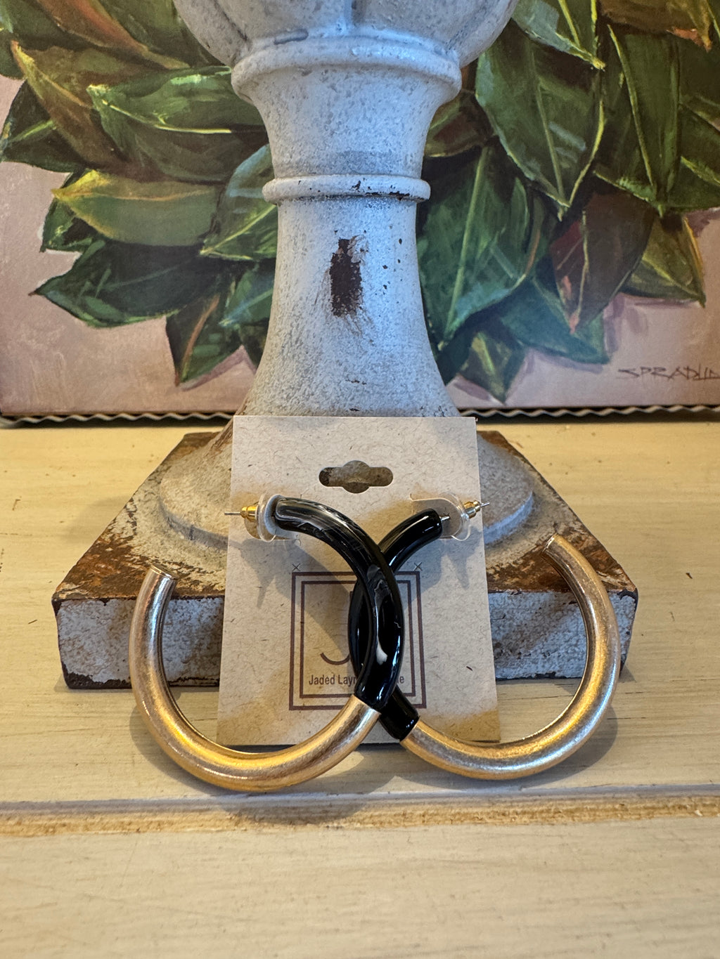 Black & Hold Hoop Earrings