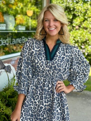 Leopard Print Dress with Neckline Detail