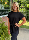 Black Drawstring Tunic Top