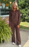 Brown Ribbed Pullover + Wide Leg Pant SET