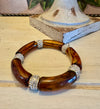 Brown Tortoise Bracelet with Rhinestone Details