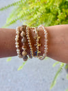 Gold Cross & Neutral Bead Bracelet Set