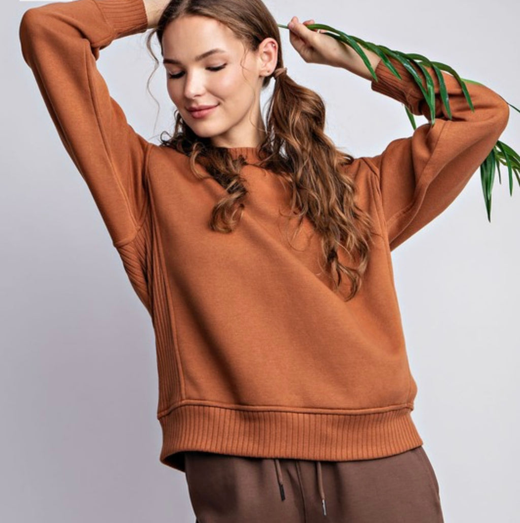 French Terry Ribbed Detail Sweatshirt (multi colors)