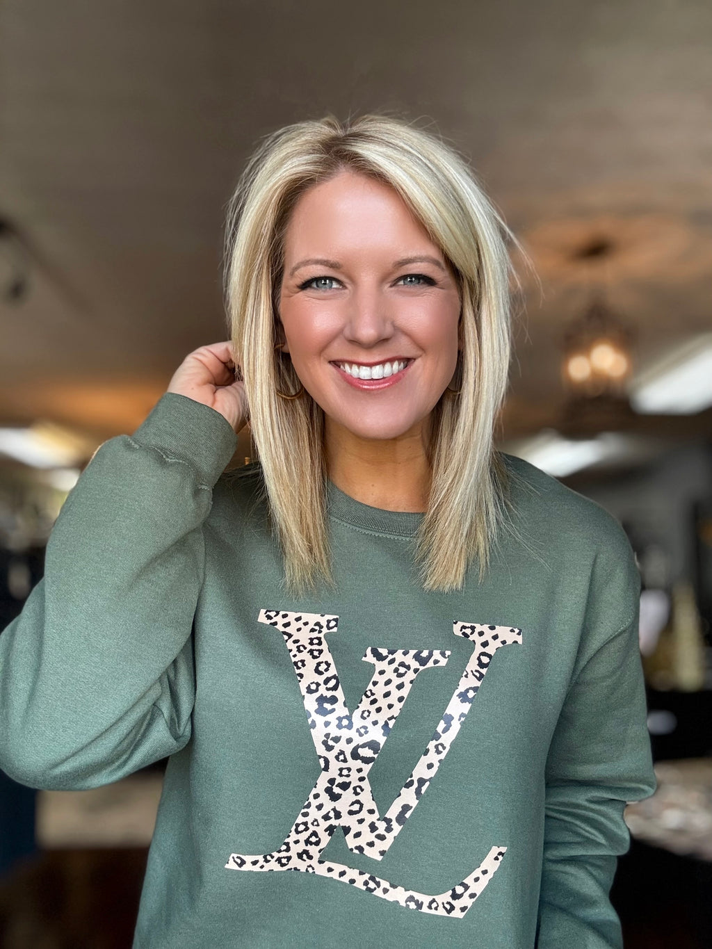 LV Cheetah Olive Sweatshirt *Pre-Order*