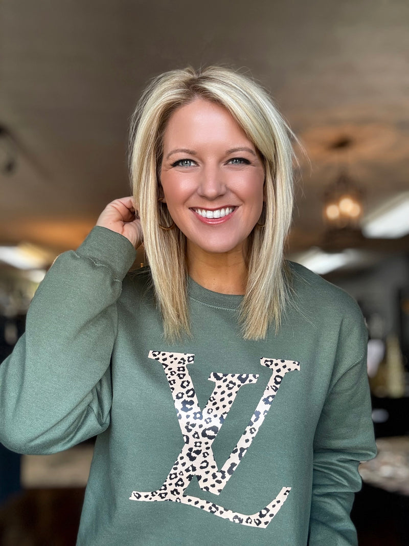 LV Cheetah Olive Sweatshirt *Pre-Order*