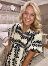 Printed Short Puff Sleeve Dress