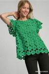 Green Floral Lace Top