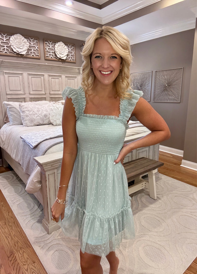 sage green polka dot dress Sage Green & White Polka Dot Print Pleated Halter Neck Dress