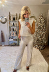Champagne Sequin Pant & Muscle Top SET