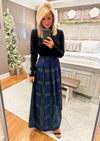 Plaid A-Line Pleated Maxi Skirt