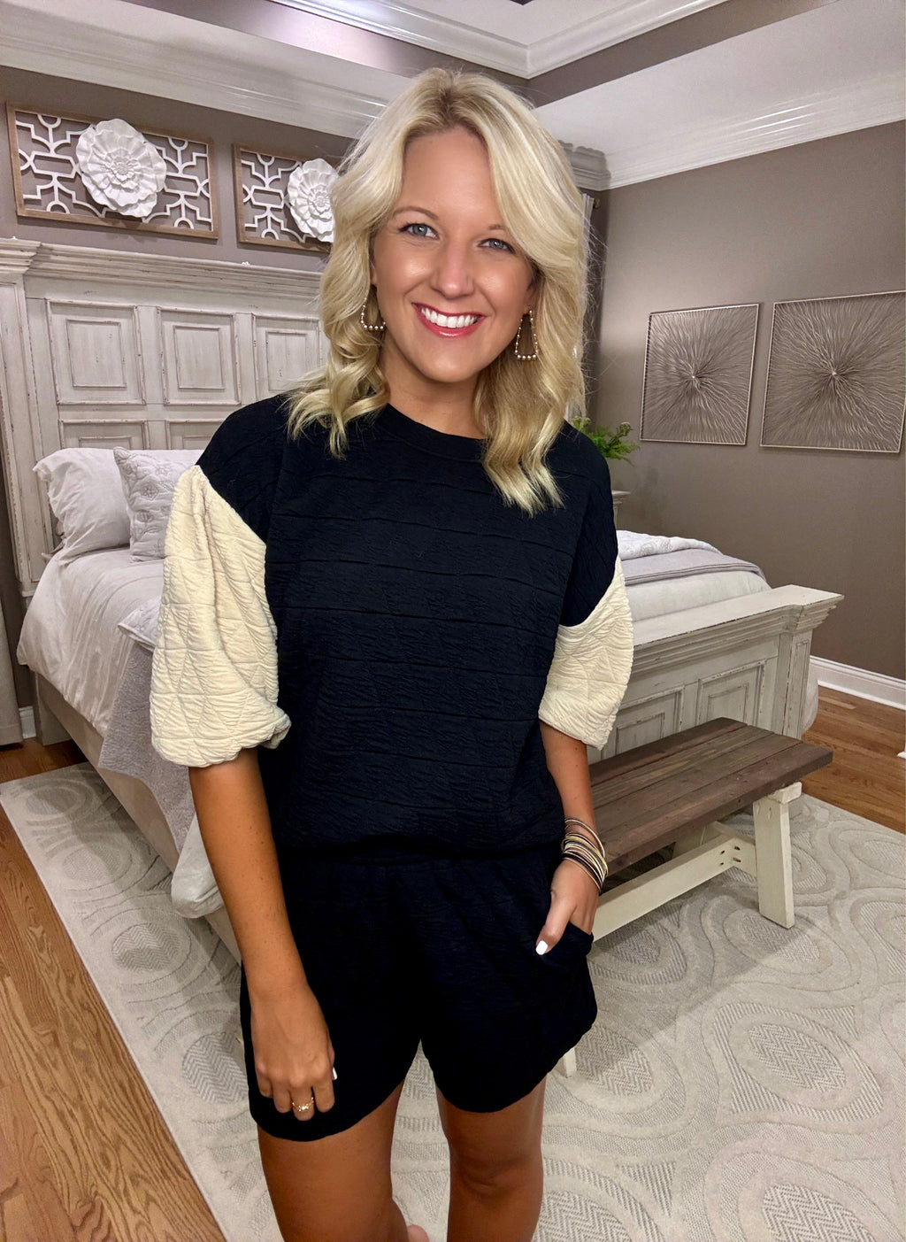 Black & Beige Quilted SET