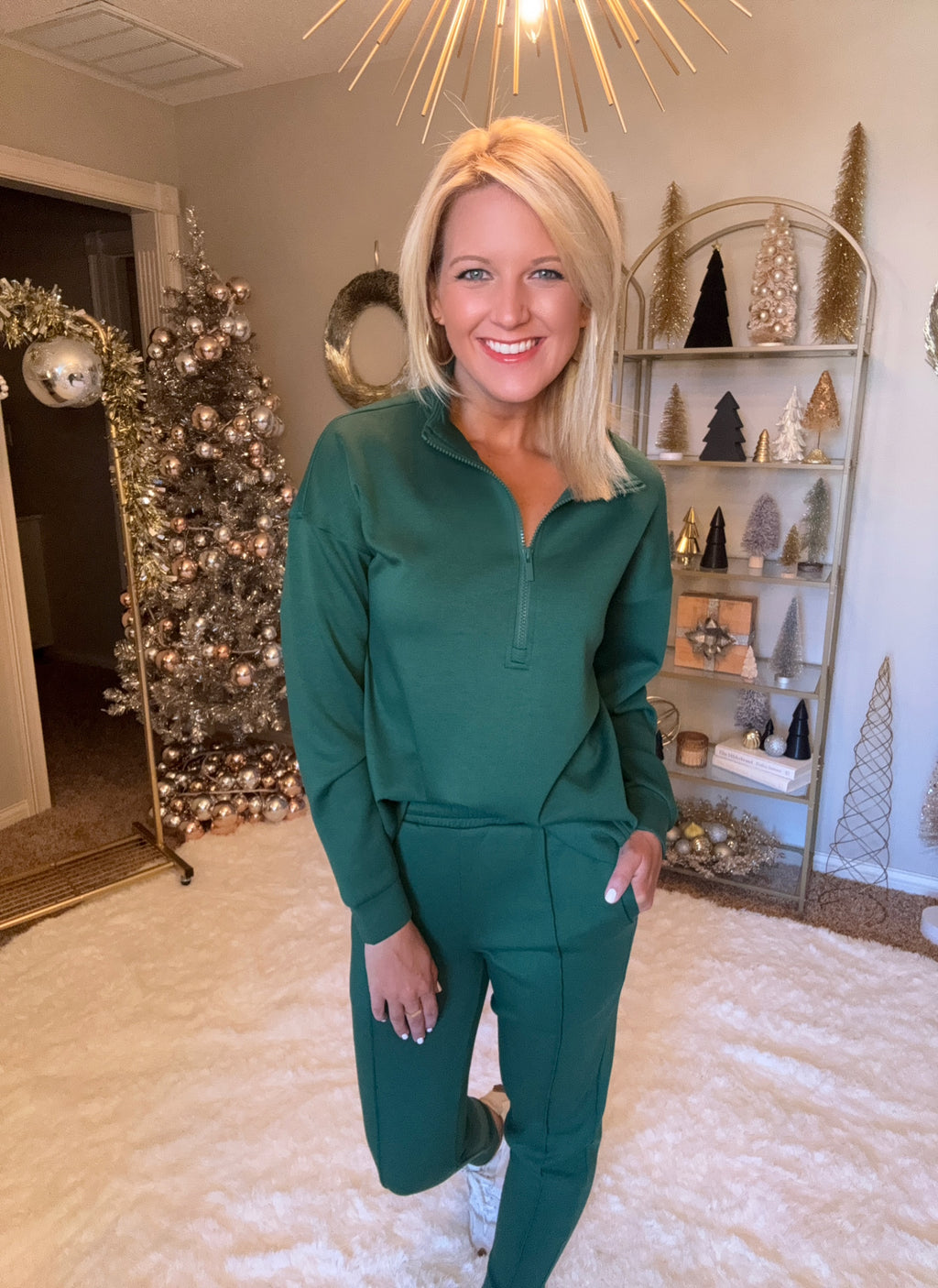 Dark Green Scuba Half Zip & Jogger SET