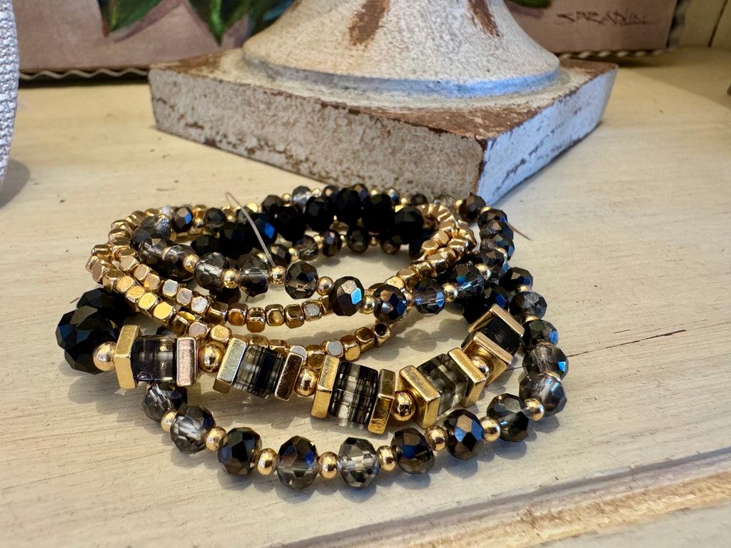 Black & Gold Beaded Set