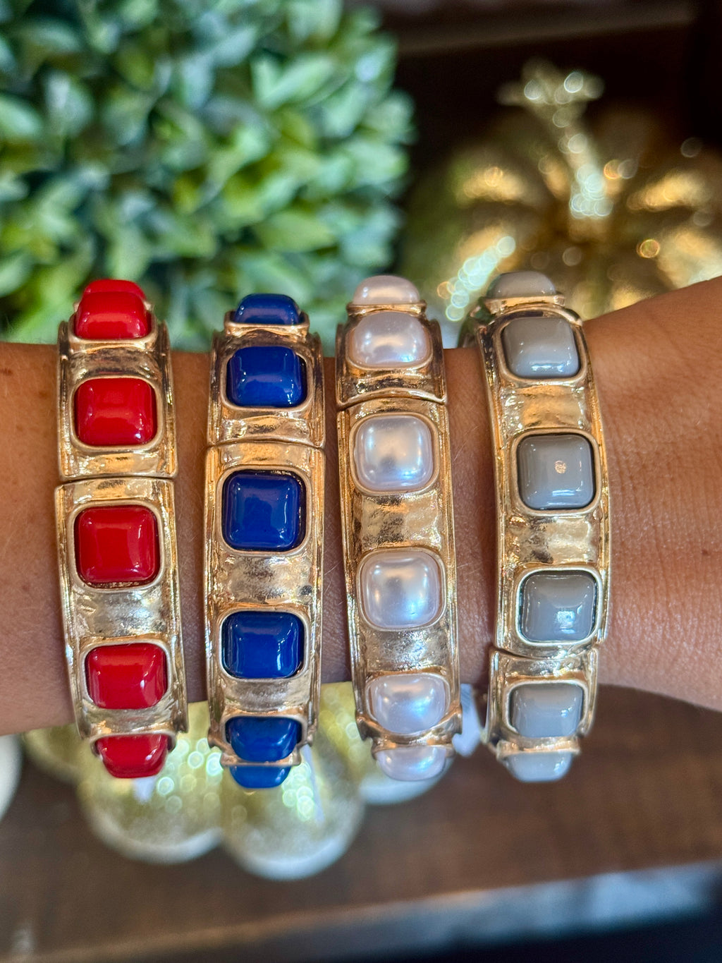 Gold Bangles with Stone Detail