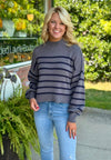 Grey & Navy Mock Neck Sweater