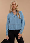 Denim Split Neck Top