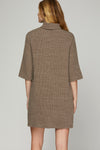 Mocha Turtleneck Ribbed Knit Dress