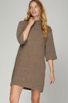 Mocha Turtleneck Ribbed Knit Dress