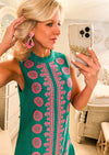 Green & Pink Embroidered THML Dress