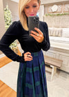 Plaid A-Line Pleated Maxi Skirt