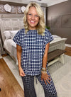 Navy Printed Top and Pant SET