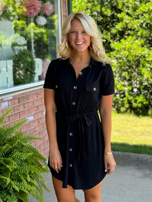 Black Button Down Shirt Dress