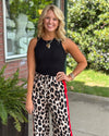 Leopard Print Pant with Red Detail