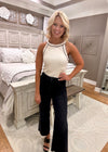 Cotton Rib High Neck Tank with Contrast Piping