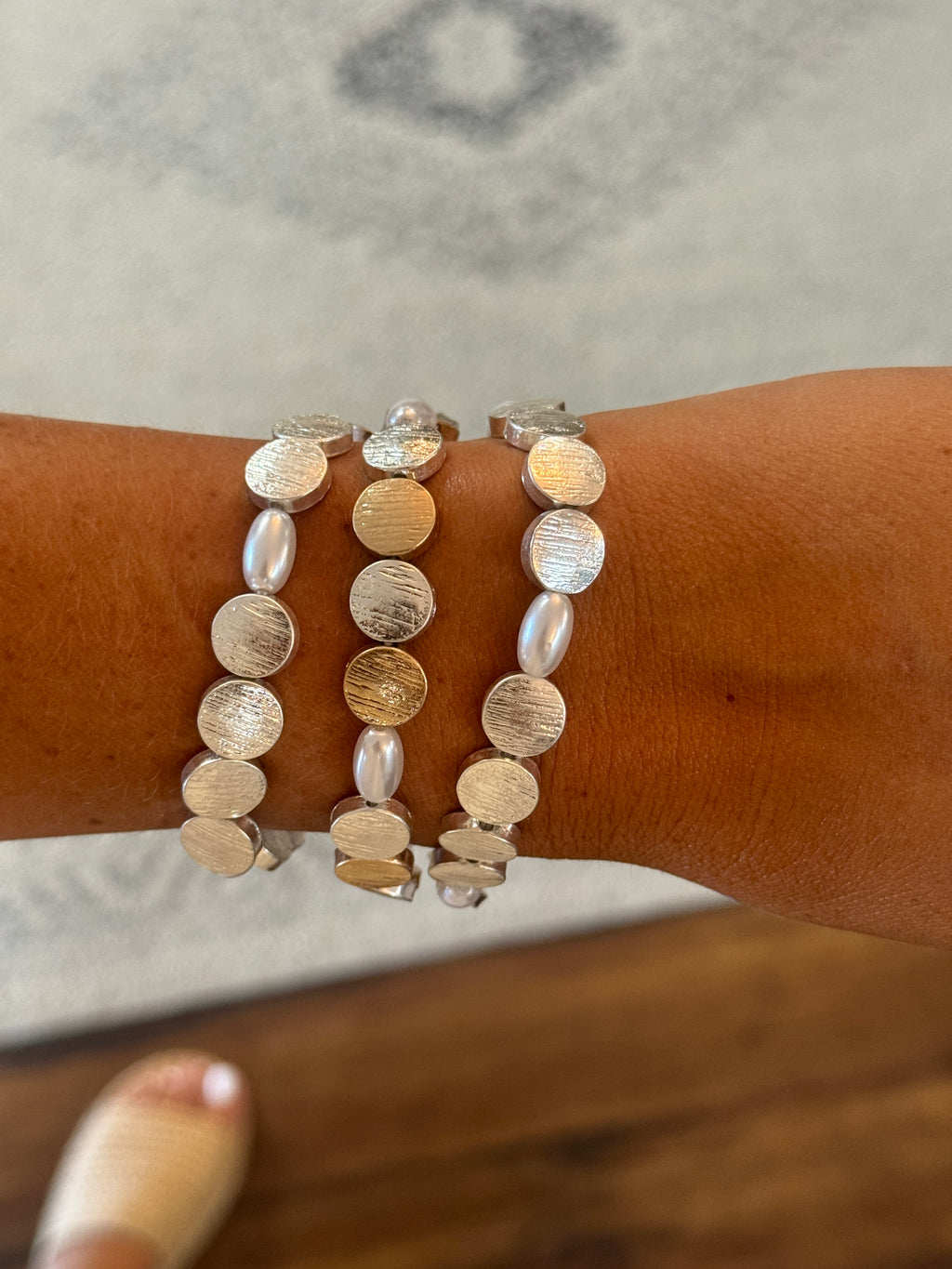 Two Tone Beaded Bracelet Set