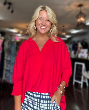 Red Oversized Tunic Top