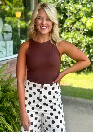 Brown Polka Dot Wide Leg Pant