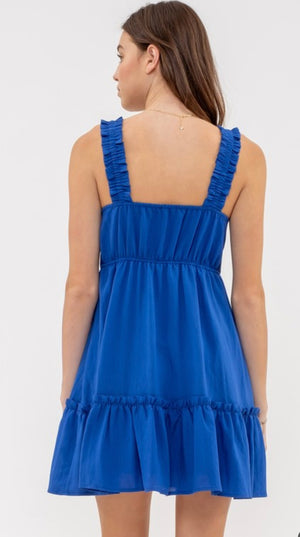 Royal Blue Ruffle Mini Dress