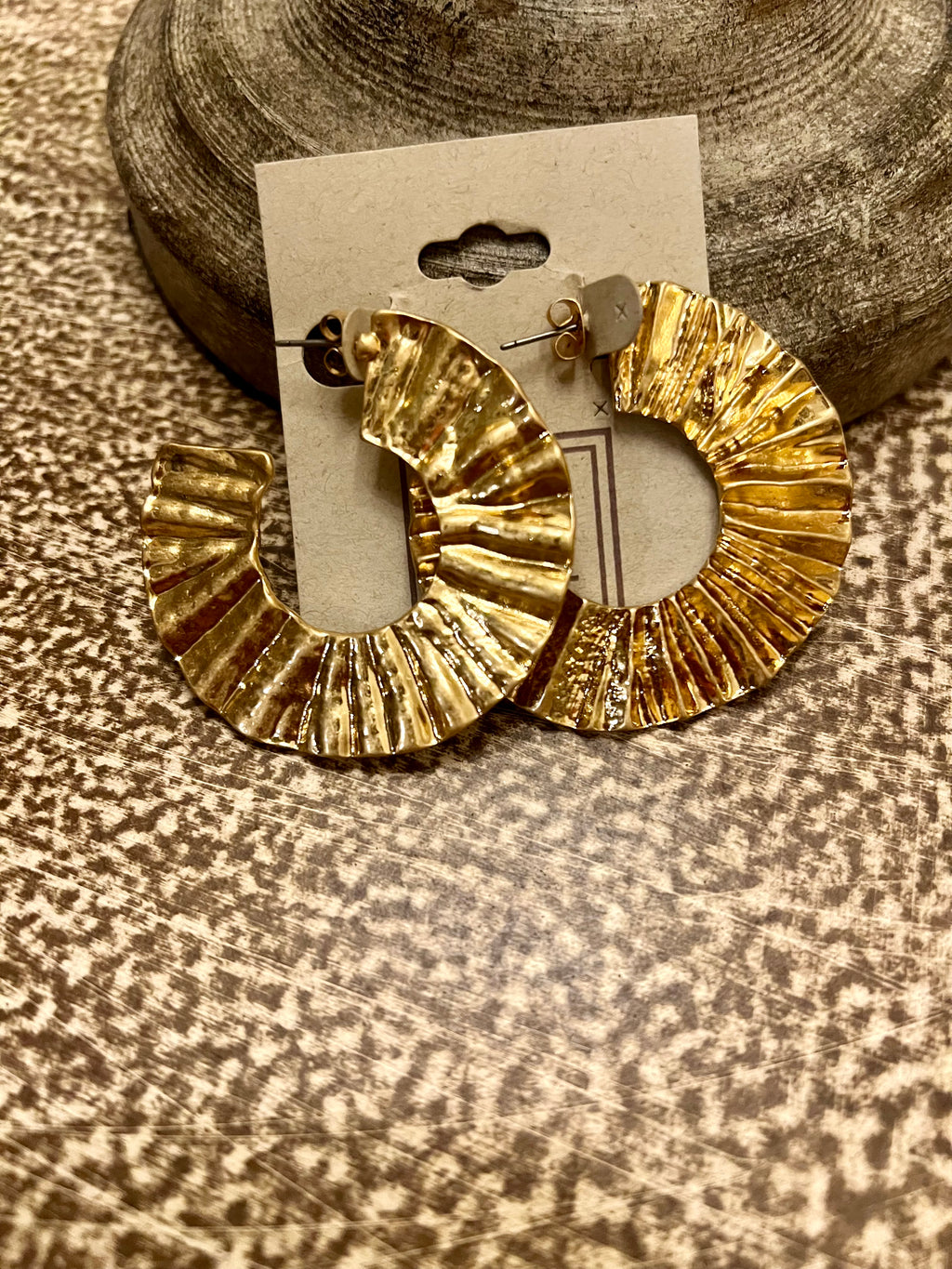 Gold Textured Hoop