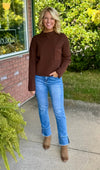 Brown Mock Neck Sweater with Pocket Detail
