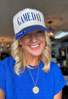 Royal Blue GAME DAY Custom Hat with Chain & Bead Details **PRE-ORDER**
