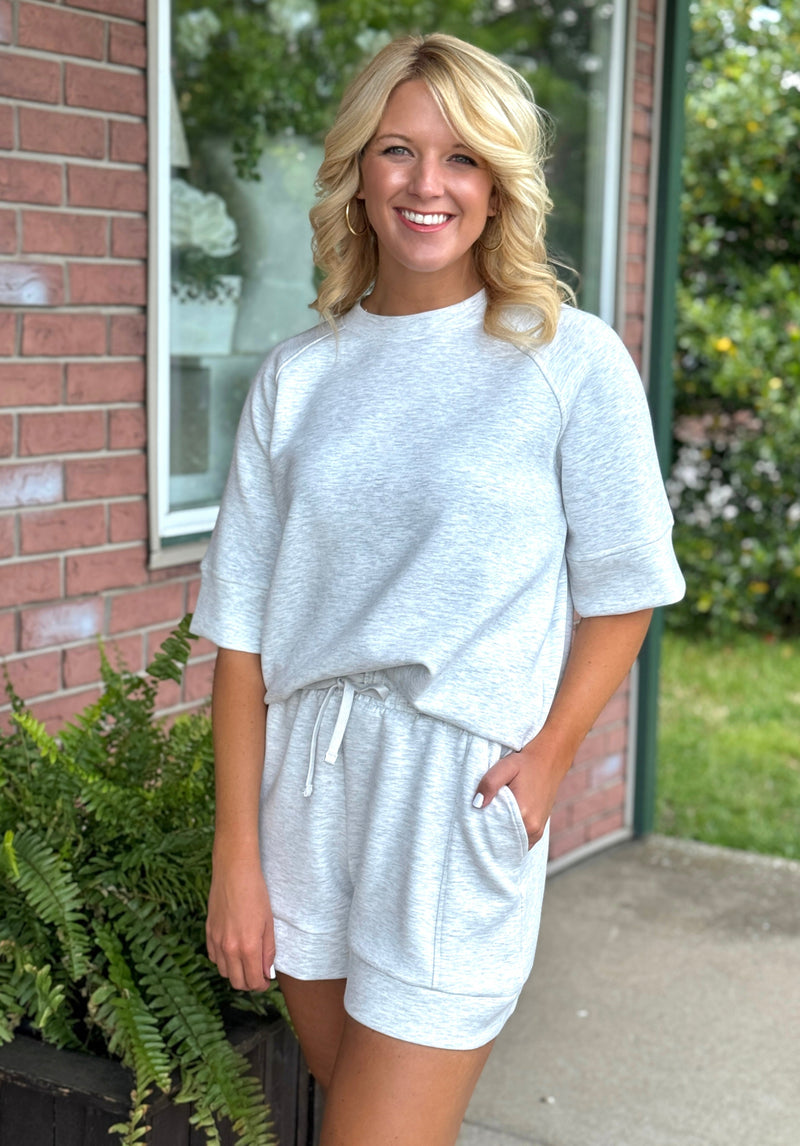 Heather Grey Top & Short Scuba Set